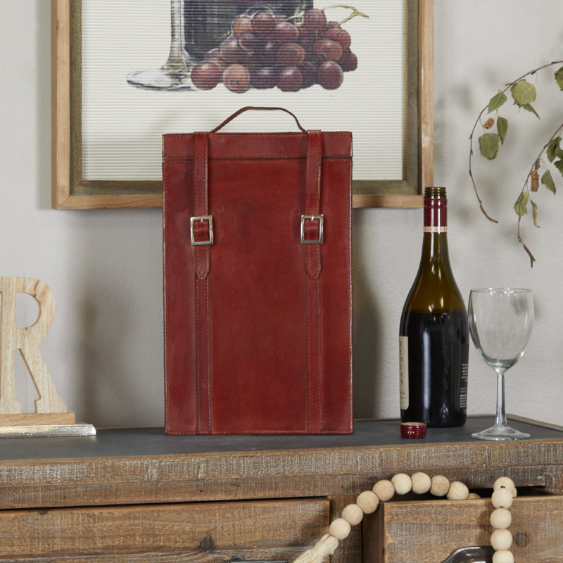 Modern Leather Carrier, 9"x5"x16", Red