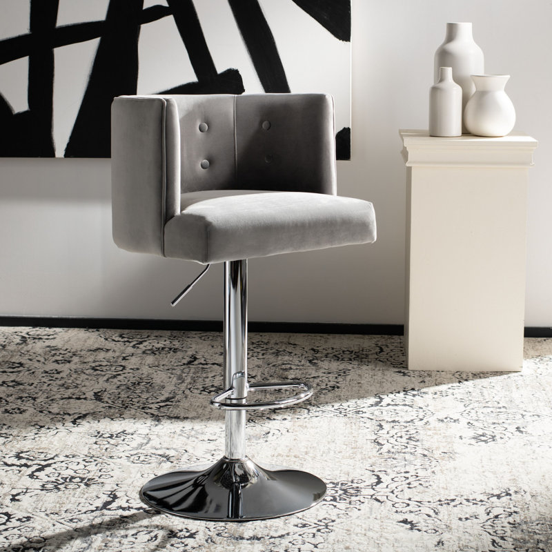 Jillian Upholstered Adjustable Height Counter Stool, Light Gray
