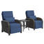 Ensemble de conversation pour patio inclinable en osier 3 pièces avec coussins et table d'appoint-2047358394-2047358396