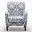 Chaise avec accoudoirs en mélange de polyester à motifs, structure en bois de bouleau massif avec pieds fuselés bruns, chaise d'appoint rembourrée de mousse avec garniture pour le bureau du salon