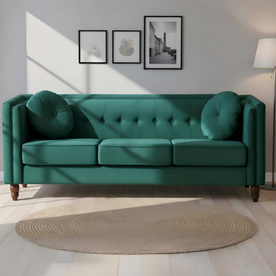 Classic Chesterfield Sofa with Crushed Velvet Upholstery