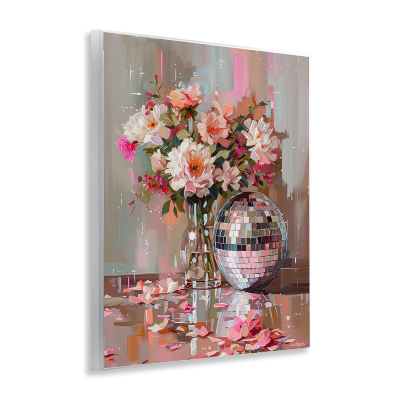 Plaque murale disco avec fleurs et nature morte, design par Arlington Prints