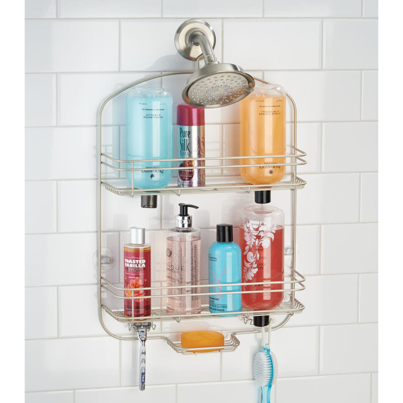 iDesign Medium Metal Hanging Shower Caddy, Bath Organizer, Satin, 24.20" H x 15.40" W x 4.50" D