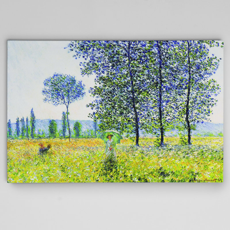 'Field in Spring' Print on Canvas by Claude Monet, 27" W x 18" H , Wrapped Canvas