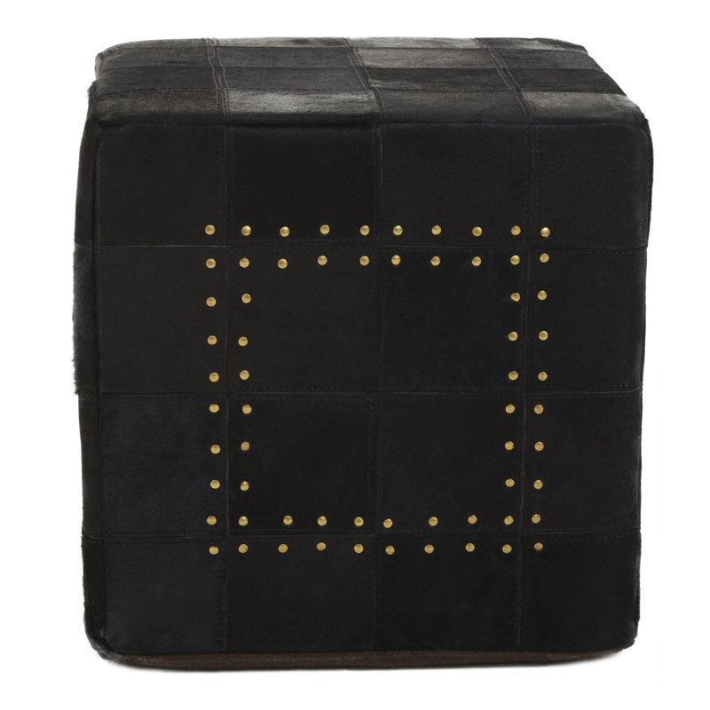 Tallent 40cm Wide Genuine Leather Square No Pattern Pouf Ottoman