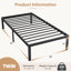 Structure de lit simple en métal avec ensemble de chambre à coucher avec 2 tables de chevet, table de chevet avec structure en métal et plateau en bois, tiroirs en tissu-704523220