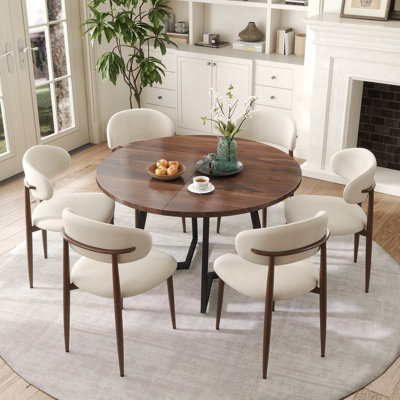 Table de salle à manger ronde en bois avec table à manger en bois pour 4 petits espaces
