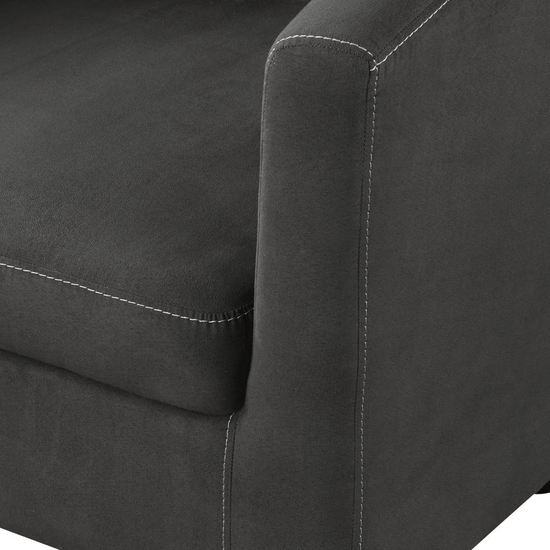 Fauteuil demi-tonneau avec repose-pieds Aricely, Microfibre gris foncé