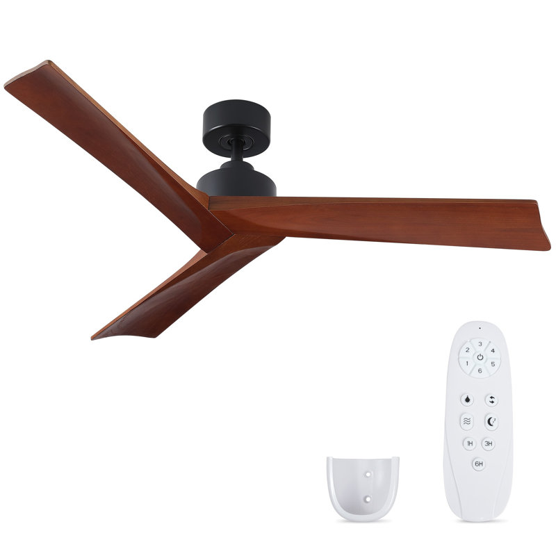 Tourbillon de 52 po Ventilateur de plafond d'intérieur en bois massif brun noir sans lumière
