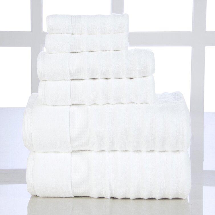 American Soft Linen Salem 6 Piece Bath Towel Set, 100% Turkish Combed Cotton, White