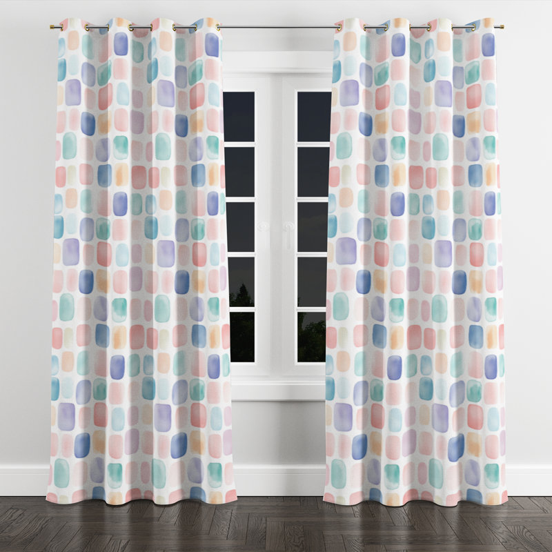 Rideaux en velours à motif géométrique Kids, L 52 po x L 95 po, Œillets dorés