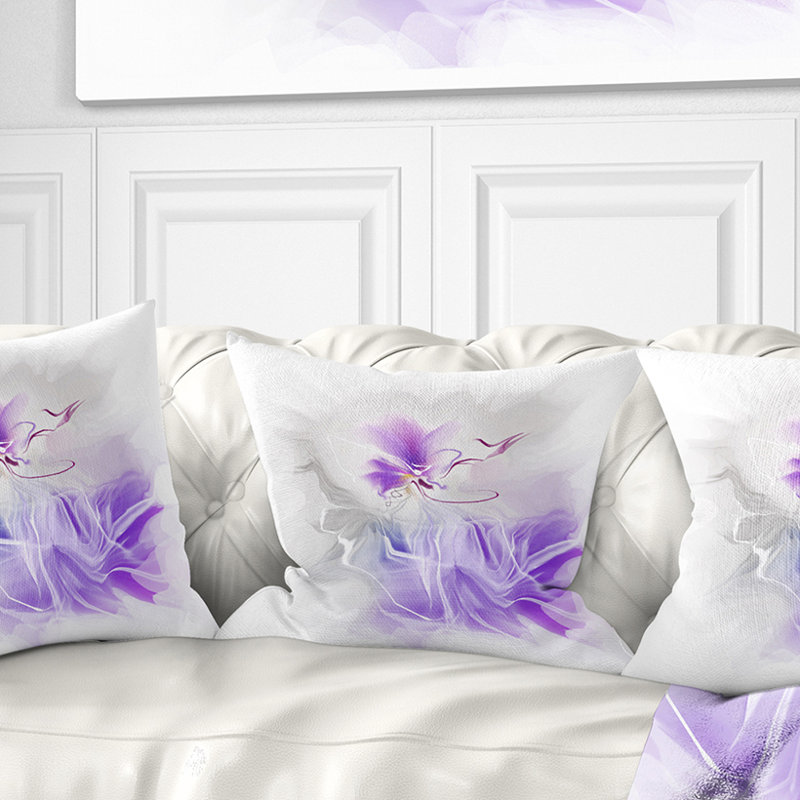 Motif floral abstrait peint bleu - Coussin imprimé floral, 16 po x 1 po, Coussin décoratif