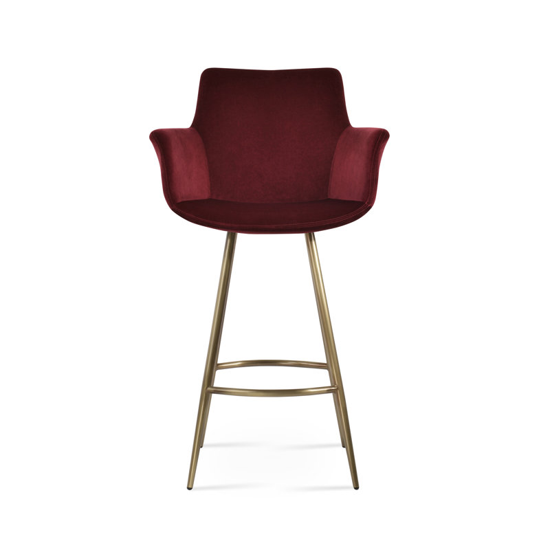 Bottega Galata Counter & Bar Stool, Counter Stool (24" Seat Height), Brass, Red Era