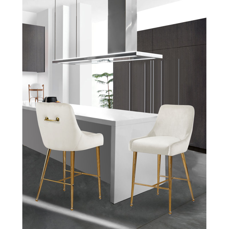 Tabouret de comptoir 28 po Owen, Velours crème, 28"