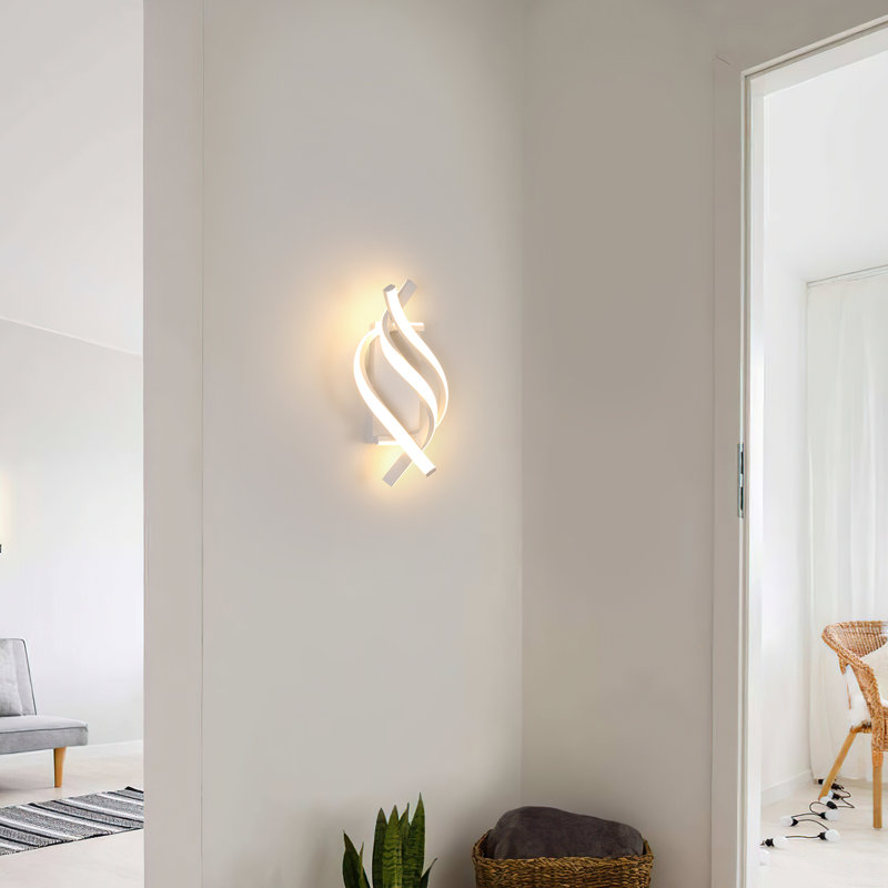 Shulin 3-Light Spiral-shaped Flush Mount Wall Sconce, White, 3000K