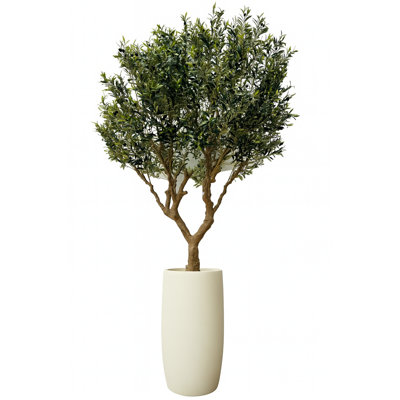 Artificial Olive Tree In Glossy Blue Lisbon Planter