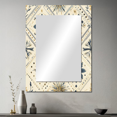 Adaryl Vintage Neutrals Mosaic Flowers - miroir géométrique, miroir mural décoratif géométrique, impression d'art en métal