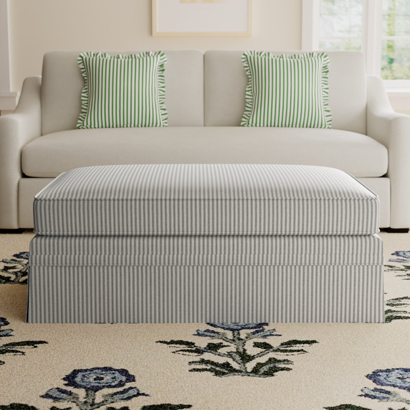 Shelby Upholstered Storage Ottoman, Cruise Gray Striped