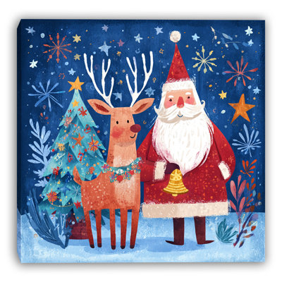 Toile festive père Noël et renne