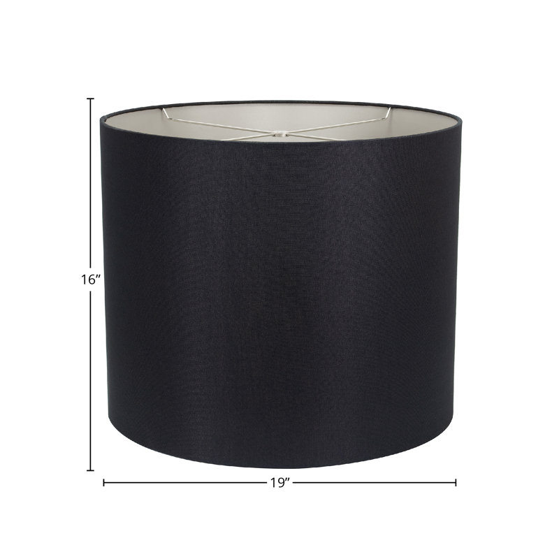 Drum Lamp Shade, 16" H x 19" W x 19" D, Black/Silver