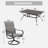 Rectangular Metal 6-People Patio Dining Set With Umbrella-117534219