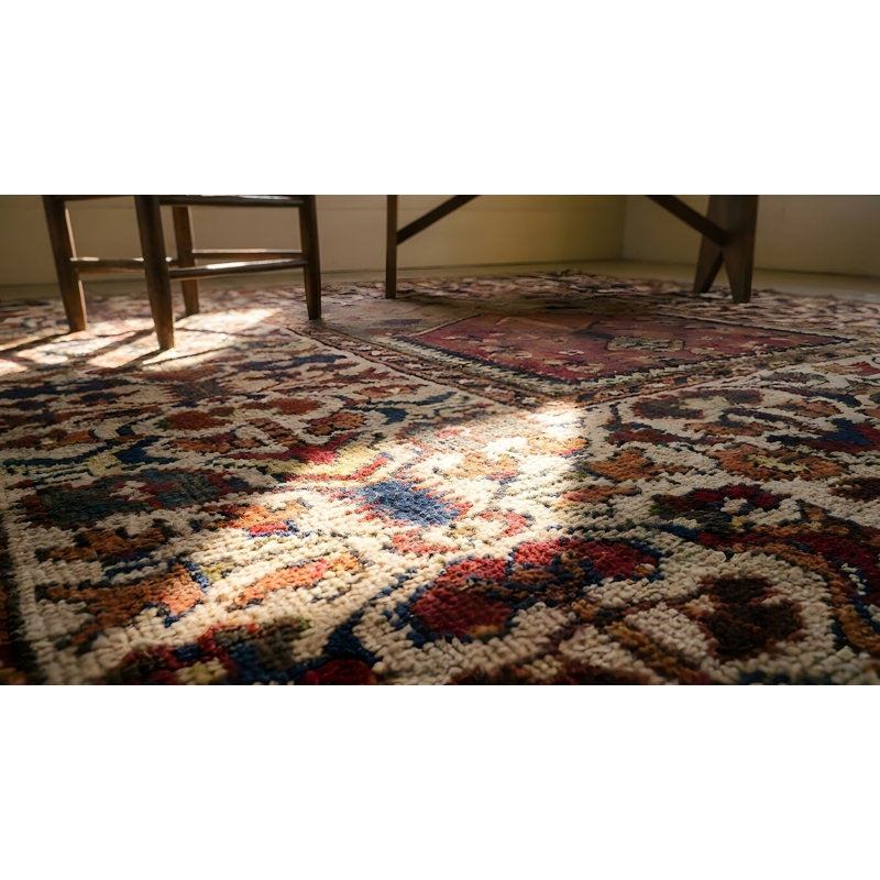 Antique Bergama Turkish Medallion Knotted Rug
