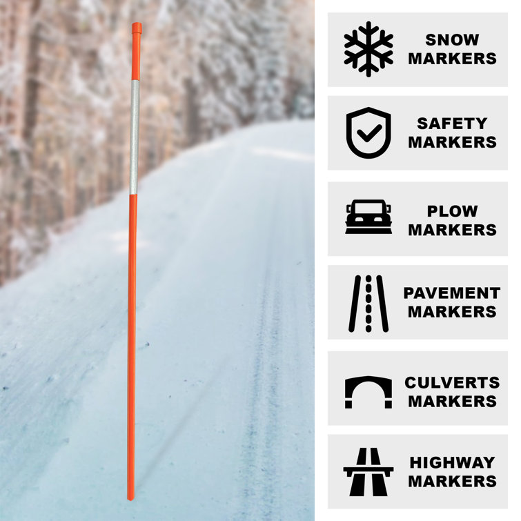 Flexible Driveway Markers 36 Orange Snow Stakes
