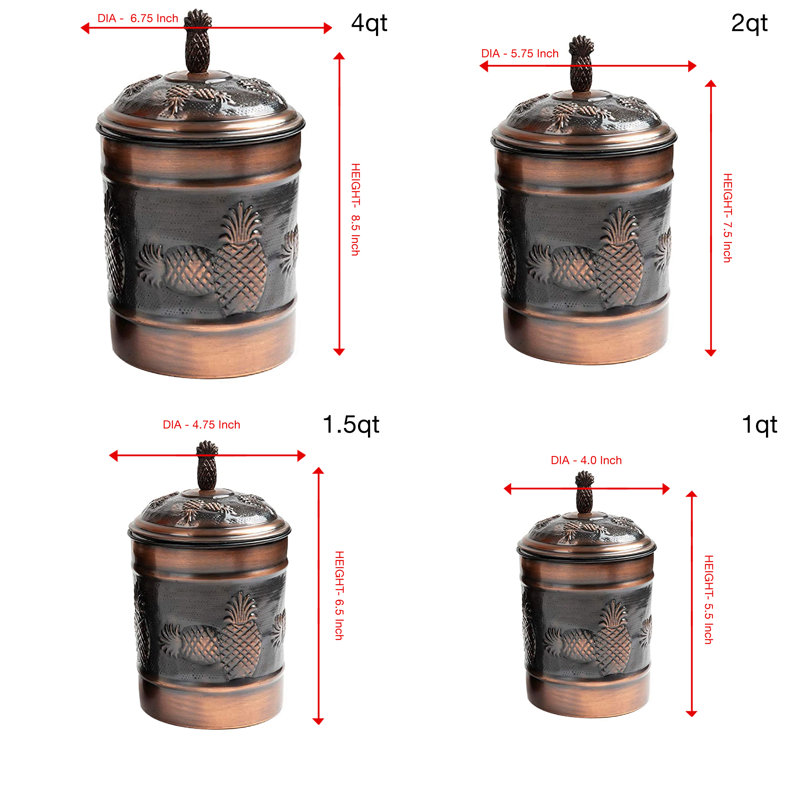 Metal Canister, 6.5" H x 4.75" W x 4.75" D