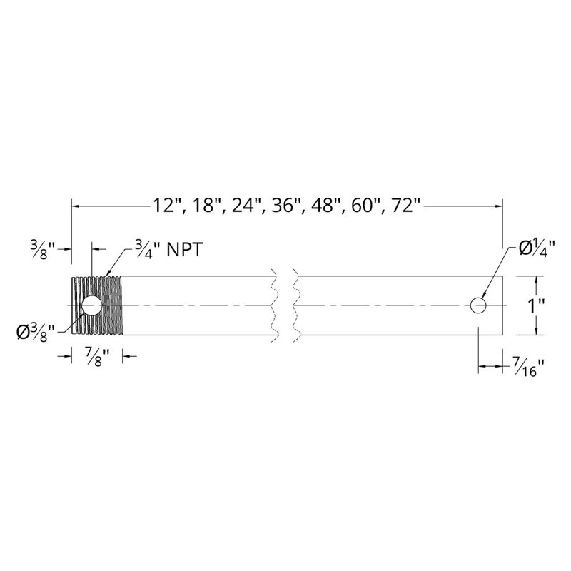 Ceiling Fan Downrod, Matte Black, 36" H x 1" W x 1" D