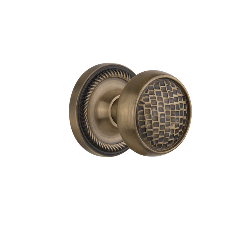 Rope Rosette with Craftsman Door Knob, 2-3/4”, Antique Brass