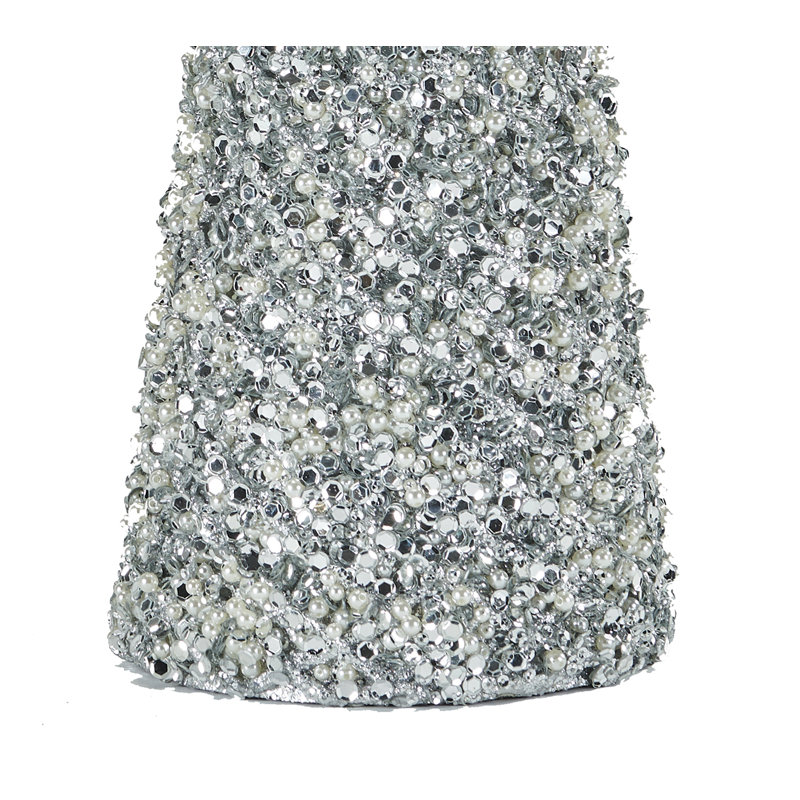 Arbre de Noël artificiel 17,7 "à paillettes, Argent