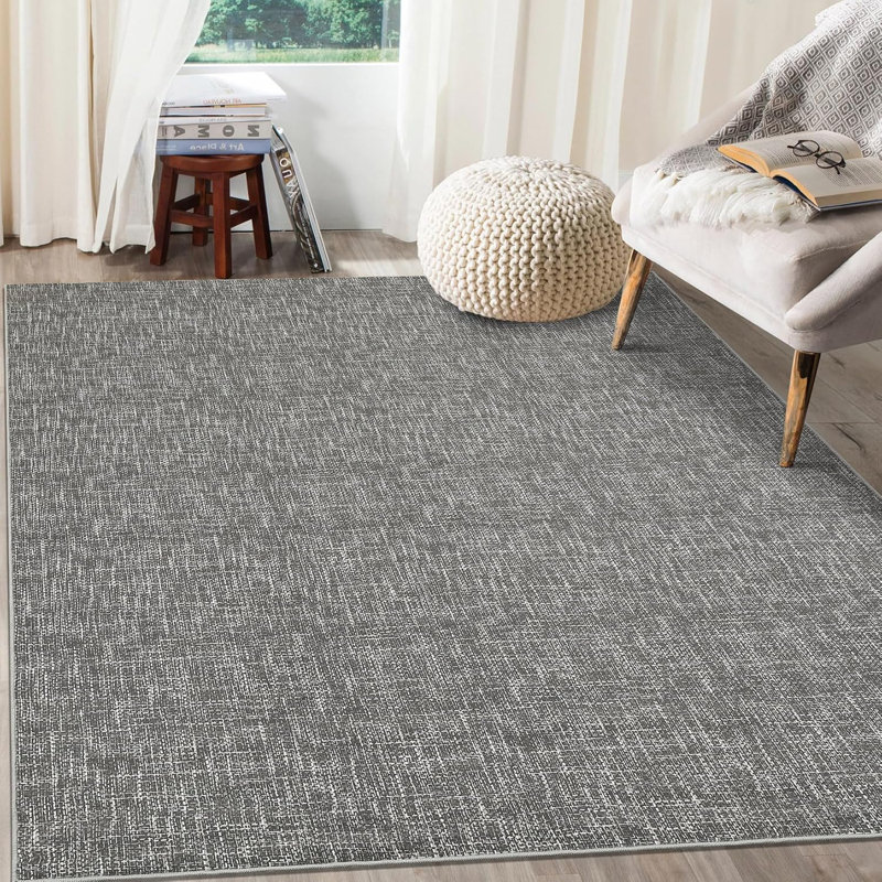 2x6 Runner Rug Washable Runner Rug Modern Abstract Runner Mat Hallway Contemporary Solid Rug Non-Slip Foldable Aesthetic Accent Floor Carpet Grey