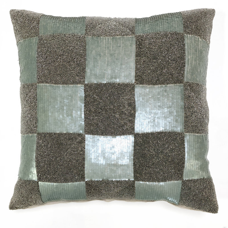 Checkered Throw Pillow, Gunmetal
