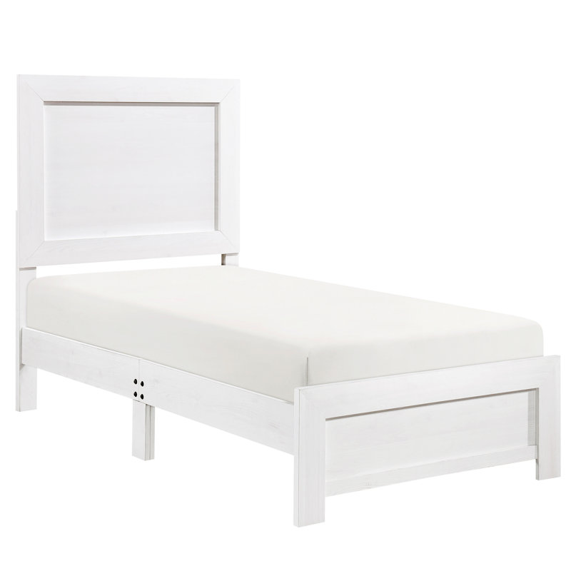 Lit simple blanc pour la chambre à coucher - fait de bois et de matériaux synthétiques avec base en placage requise, Blanc