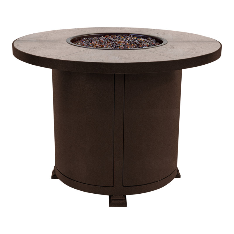 Santorini Iron Outdoor Fire Pit Table, 25" H x 36" W x 36" D, Summit Gray, Copper Creek