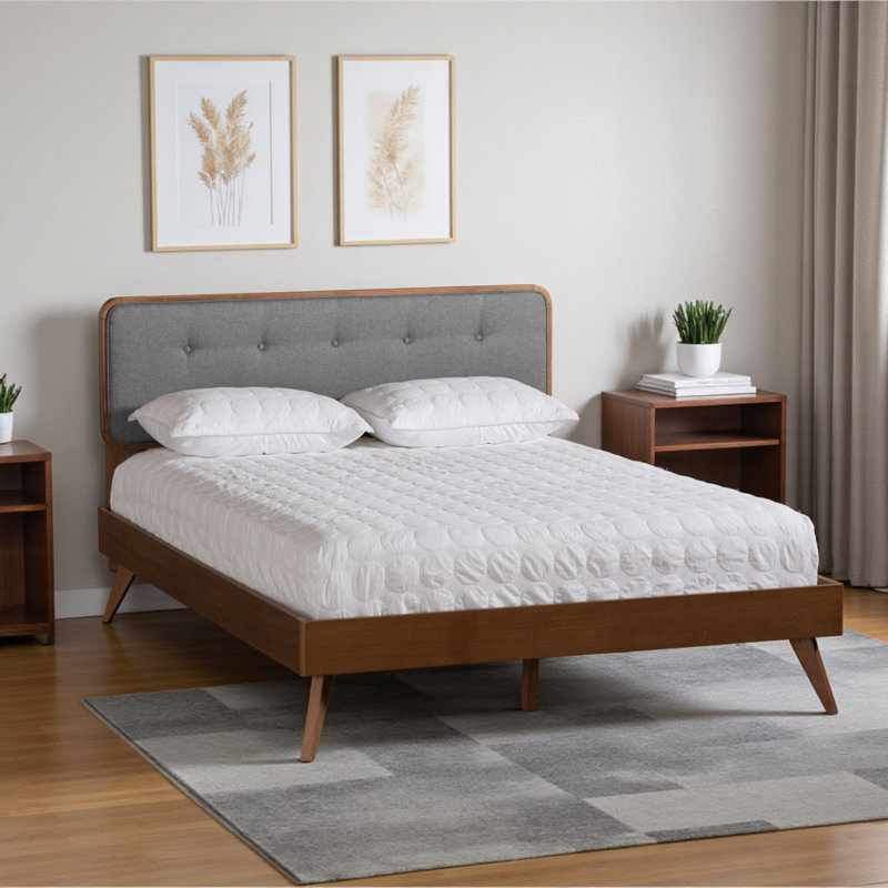 Lit plateforme tapissier Daventry Cowarts, Gris foncé, Simple