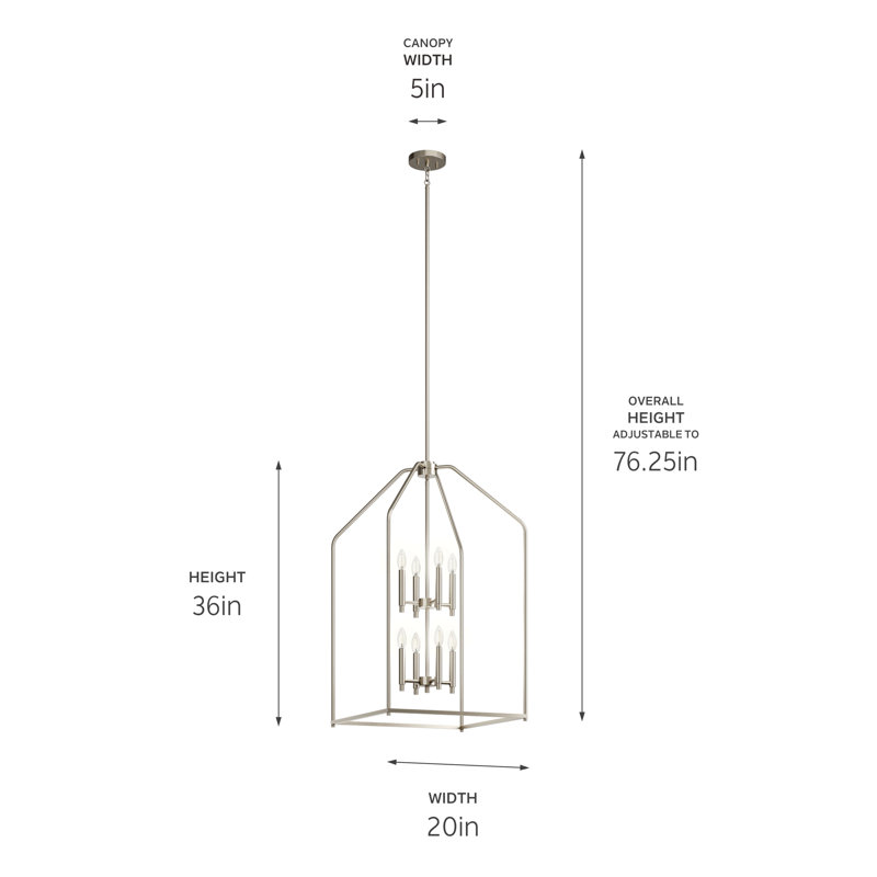 36" 8-Light Foyer Pendant, Brushed Nickel