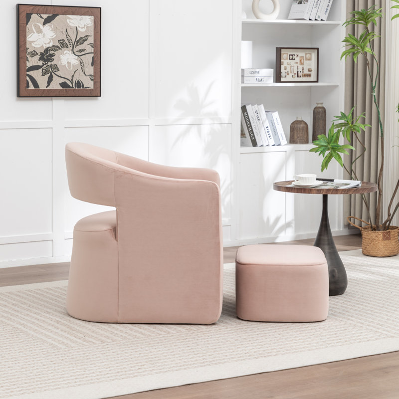 Fauteuil demi-tonneau avec repose-pieds Kyah, Rose