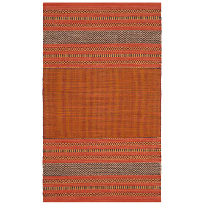 Tapis orange / rouge en coton tissé à plat Bokara Hills