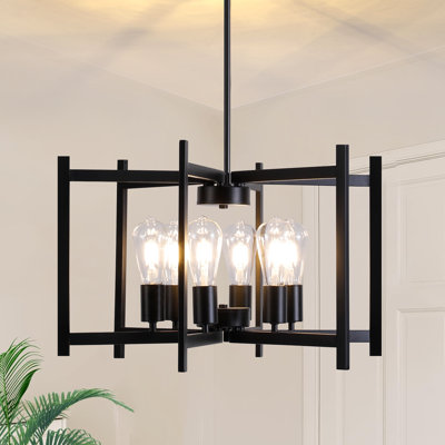 Beldon 6-light Modern Industrial Geometric Square / Rectangle Chandelier for Living Room Kitchen Entryway Hallway Foyer