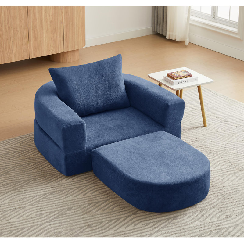Art 40.5" Convertible Bean Bag Sleeper Sofa&Lounger Memory Foam Chair For Living Room, Gray Fabric