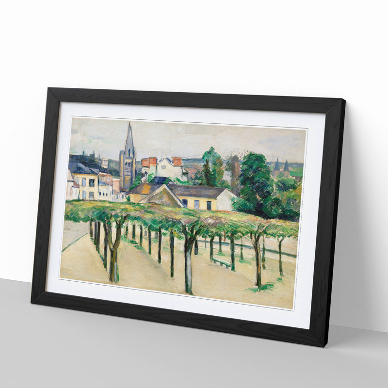 Village Square by Paul Cezanne - Picture Frame Painting, 36cm H x 48cm W x 2cm D, Black