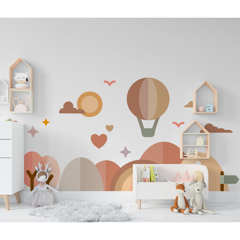 Décalcomanie murale Boho, maisons Boho, décoration murale Boho arbre arc-en-ciel arc-en-ciel, décoration de chambre d'enfant, autocollants muraux Boho, cadeaux de chambre d'enfant 105LU