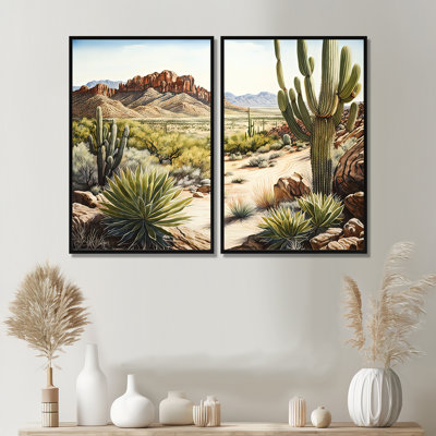 Arizona Desert V - Art mural vert 2 pièces