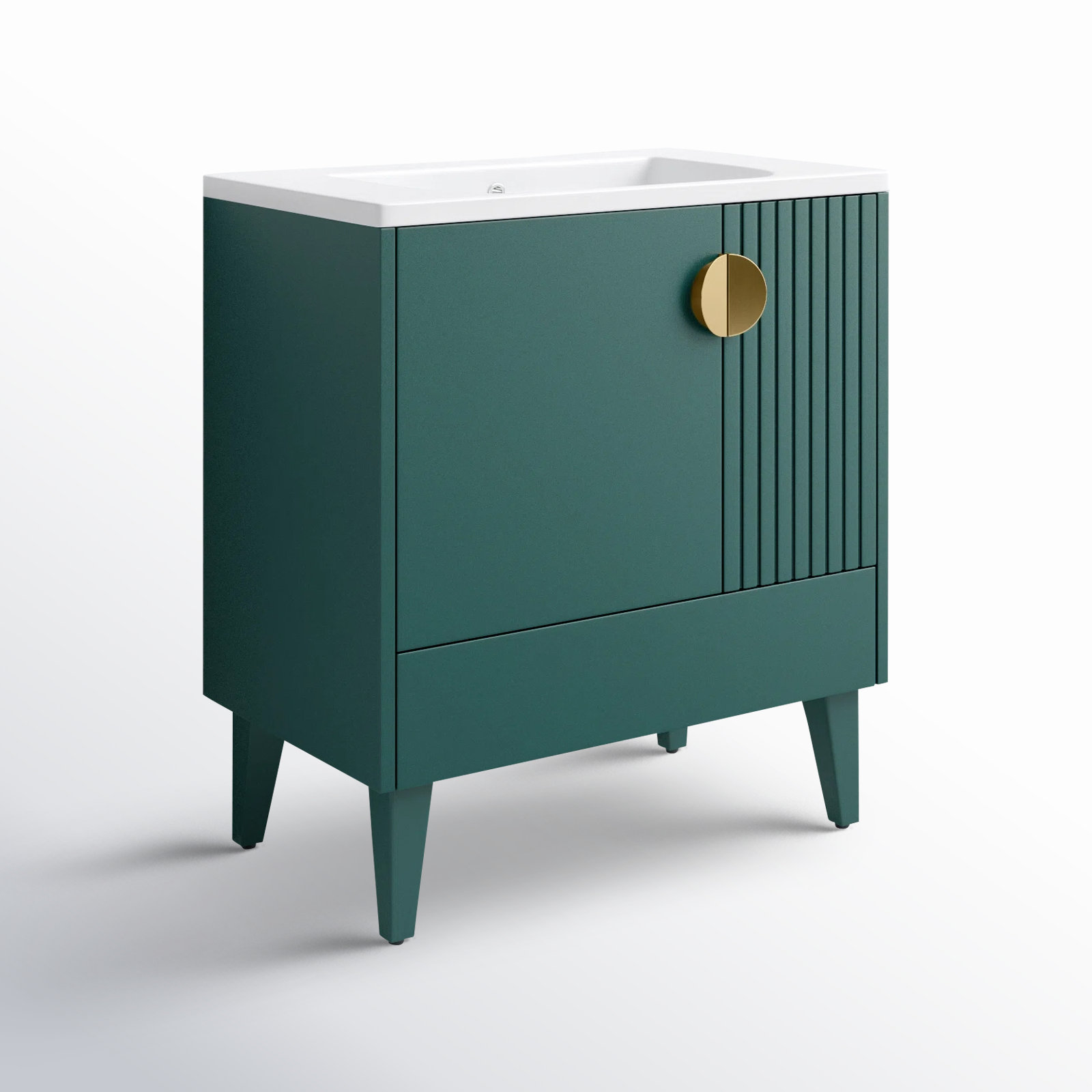Saimah 30'' Single Bathroom Vanity, Satin Brass, Green