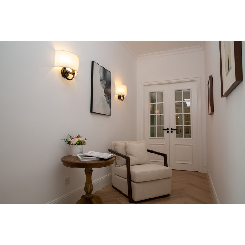 Appliques murales blanches en tissu, Laiton, Laiton
