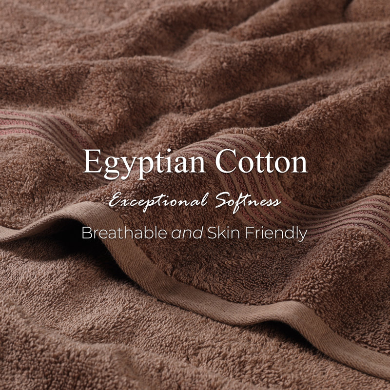 Oleg Egyptian-Quality Cotton Highly Absorbent Medium Weight Hand Towel Set, Mocha