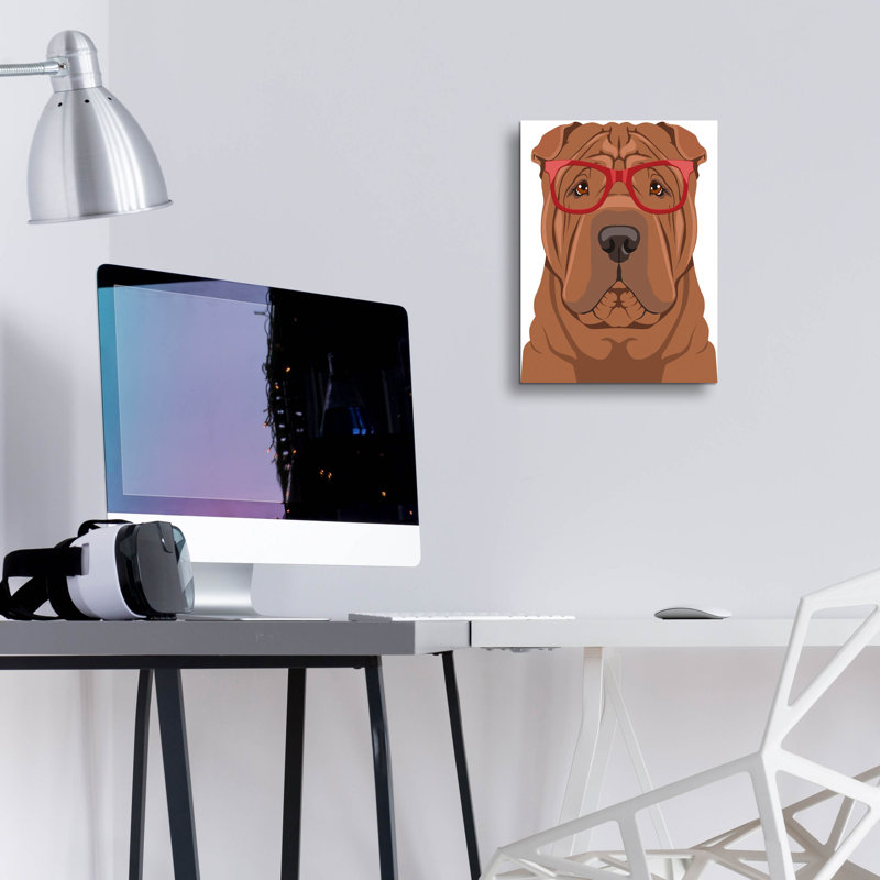 Epic Art 'Shar Pei Wearing Hipster Glasses' by Furbaby Affiliates Acrylic Glass Wall Art, 16" H x 12" W x 0.13" D