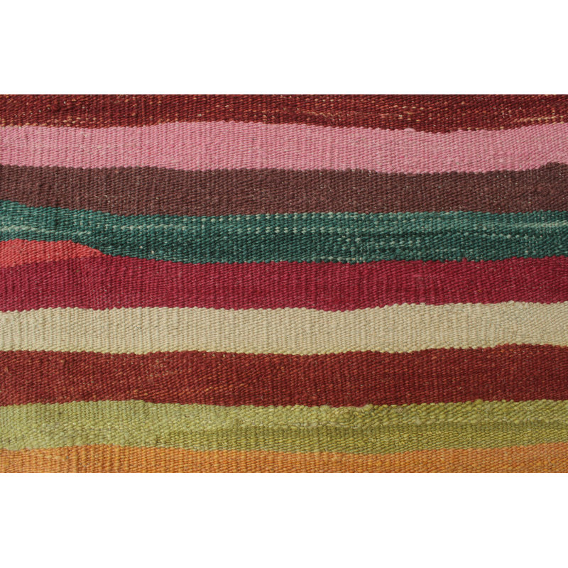 Laine nouée à la main abstraite rouge/rose Tapis décoratif, Rectangle de 10 pi x 14 pi