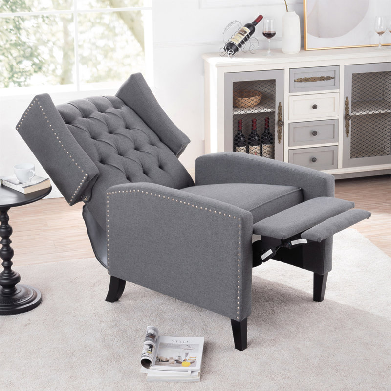 27.16" Wide Manual Wing Chair Recliner, Grey
